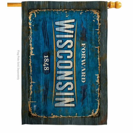 GUARDERIA 28 x 40 in. Wisconsin Vintage American State House Flag with Dbl-Sided Horizontal  Banner Garden GU3953809